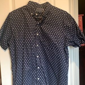 Club Room Navy Blue with White Design S/S Button Down Shirt